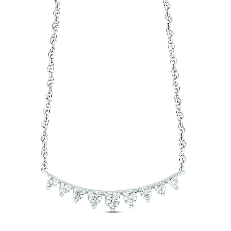 Diamond Bar Necklace 1/5 ct tw Round-cut 10K White Gold 18"