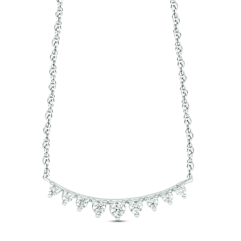 Main Image 1 of Diamond Bar Necklace 1/5 ct tw Round-cut 10K White Gold 18&quot;