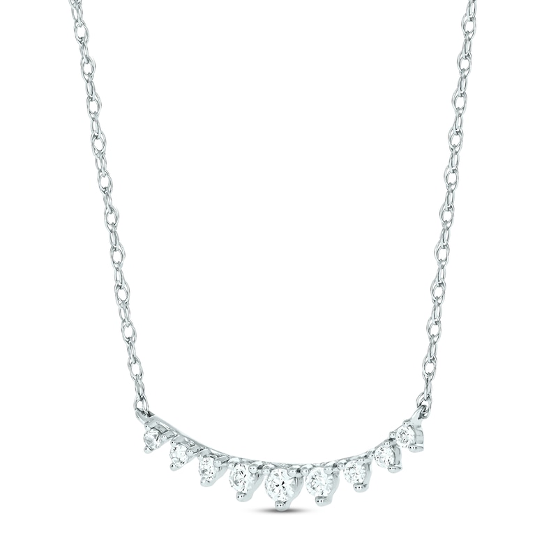 Diamond Bar Necklace 1/5 ct tw Round-cut 10K White Gold 18"