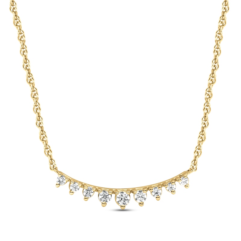 Diamond Bar Necklace 1/5 ct tw Round-cut 10K Yellow Gold 18"