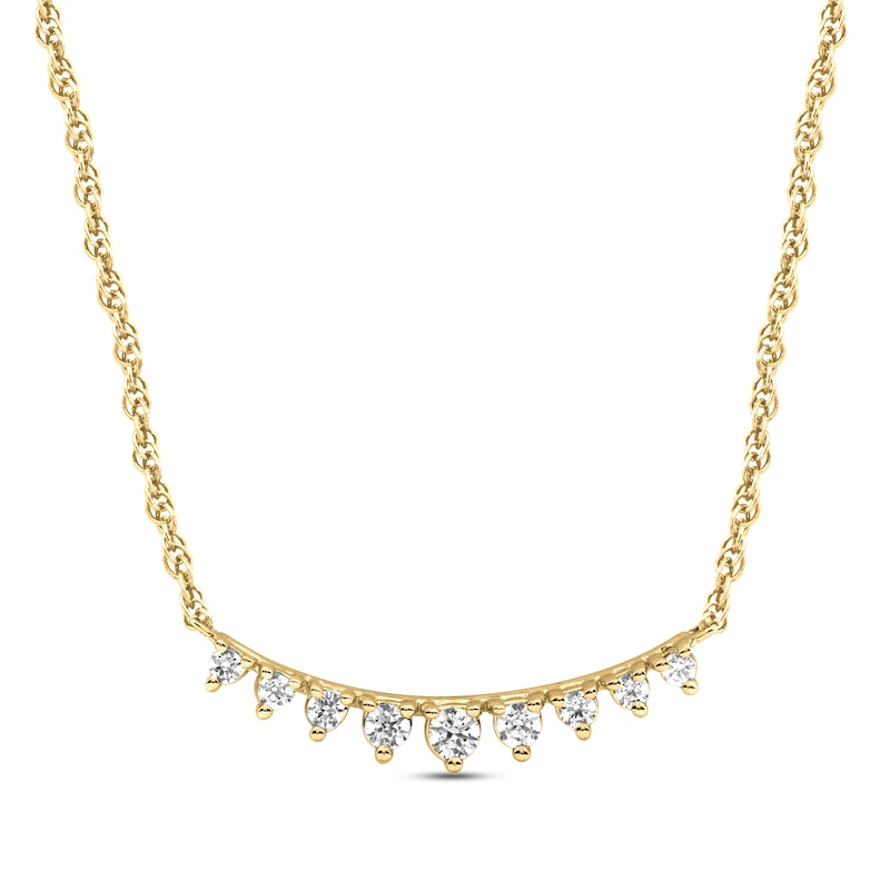 Main Image 1 of Diamond Bar Necklace 1/5 ct tw Round-cut 10K Yellow Gold 18&quot;