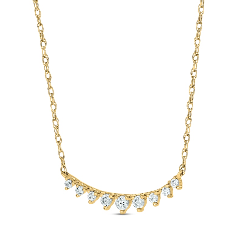 Diamond Bar Necklace 1/5 ct tw Round-cut 10K Yellow Gold 18"