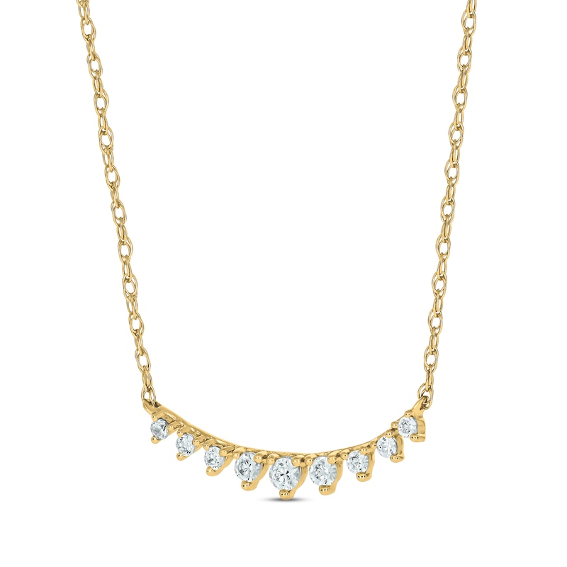 Main Image 2 of Diamond Bar Necklace 1/5 ct tw Round-cut 10K Yellow Gold 18&quot;