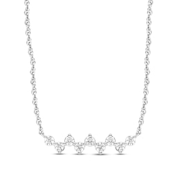 Diamond Bar Necklace 1/4 ct tw Round-cut 10K White Gold 18"