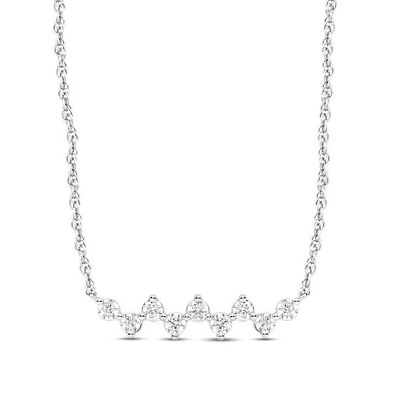 Diamond Bar Necklace 1/4 ct tw Round-cut 10K White Gold 18"