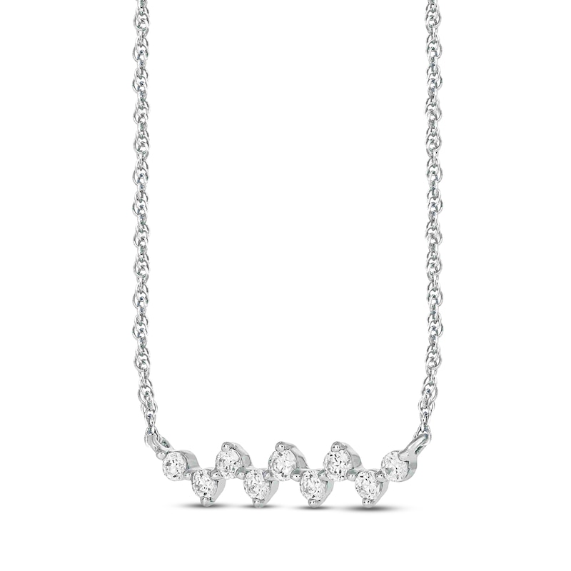 Diamond Bar Necklace 1/4 ct tw Round-cut 10K White Gold 18"