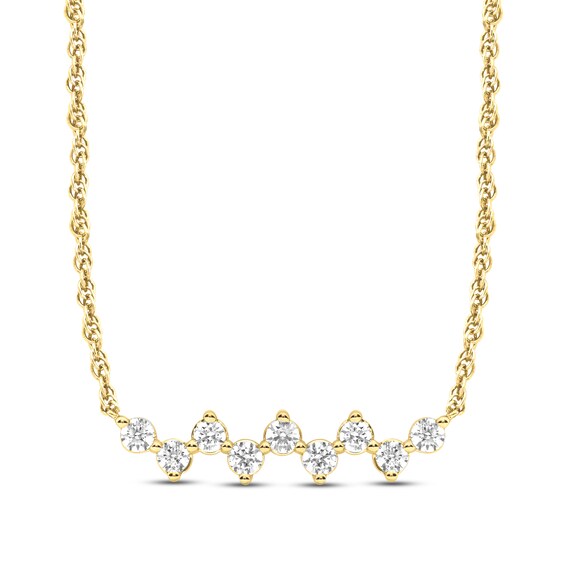 Diamond Bar Necklace 1/4 ct tw Round-cut 10K Yellow Gold 18"