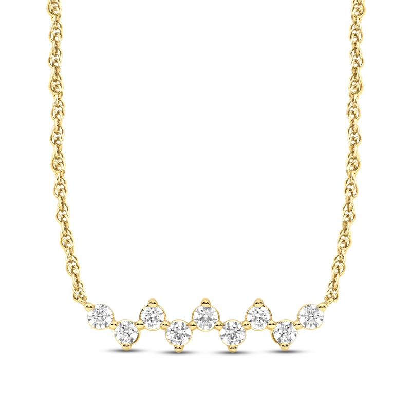 Diamond Bar Necklace 1/4 ct tw Round-cut 10K Yellow Gold 18"