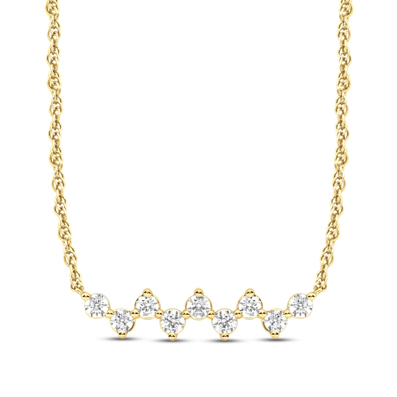 Main Image 1 of Diamond Bar Necklace 1/4 ct tw Round-cut 10K Yellow Gold 18&quot;