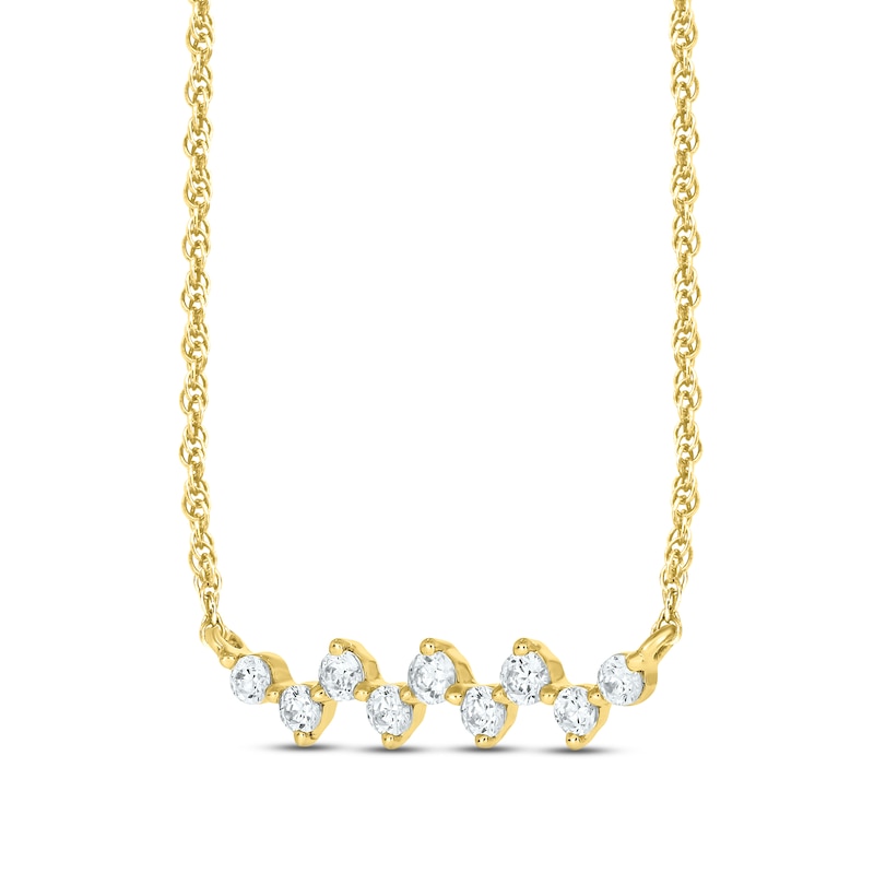 Main Image 2 of Diamond Bar Necklace 1/4 ct tw Round-cut 10K Yellow Gold 18&quot;