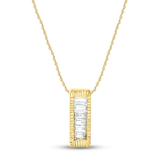 Diamond Vertical Bar Necklace 1/20 ct tw Baguette-cut 10K Yellow Gold 18"