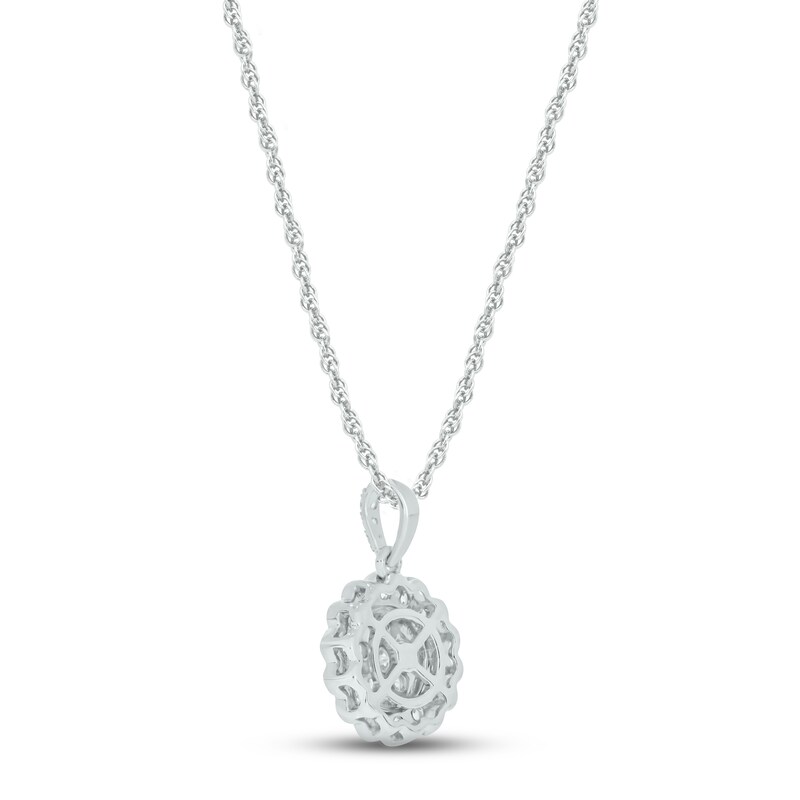 Diamond Flower Necklace 1/2 ct tw Round-cut 10K White Gold 18"