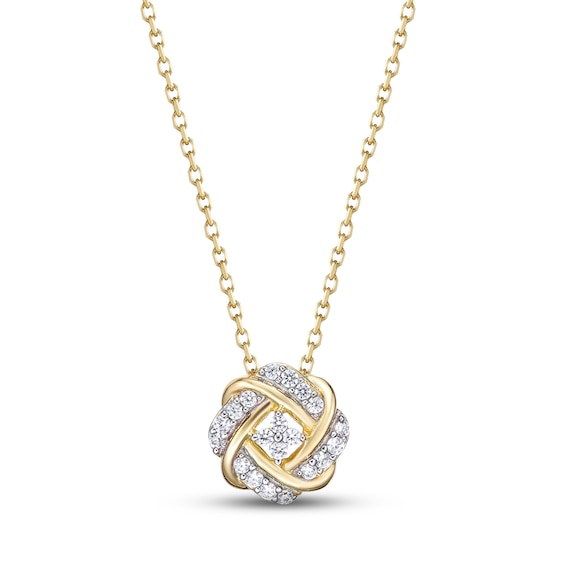 Kay Diamond Knot Necklace 1/8 ct tw Round-cut 10K Yellow Gold 18"