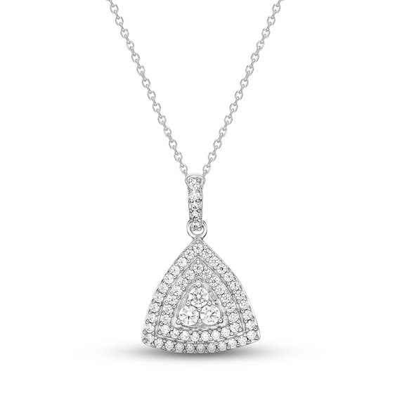 Diamond Trillion Necklace 1/2 ct tw Round-cut 10K White Gold 18"