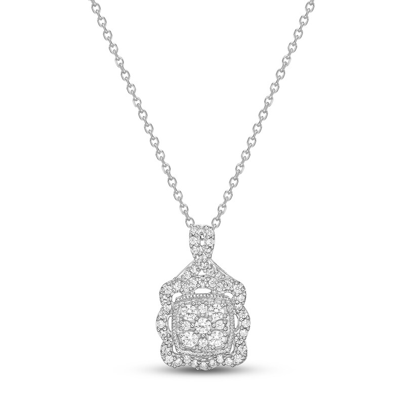 Diamond Necklace 1/3 ct tw Round-cut Sterling Silver 18"