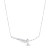 Thumbnail Image 1 of Diamond Bar Necklace 1/2 ct tw Round & Baguette-cut 10K White Gold 18&quot;