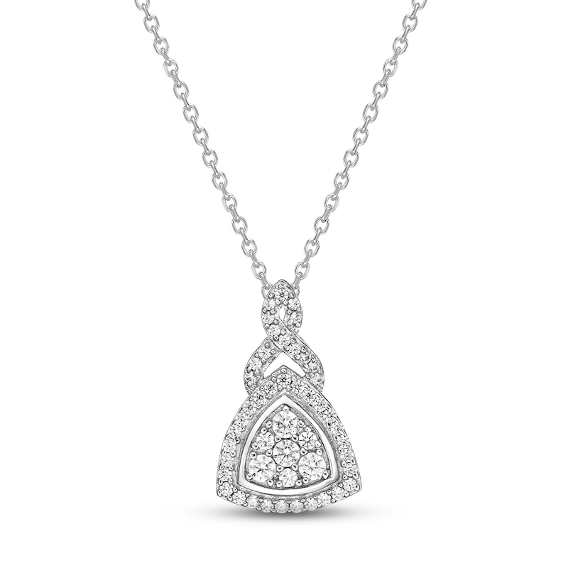 Diamond Trillion Twist Necklace 1/4 ct tw Round-cut 10K White Gold 18"