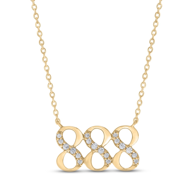 Main Image 1 of Diamond Angel Number 888 Necklace 1/10 ct tw Round-cut 10K Yellow Gold 18&quot;