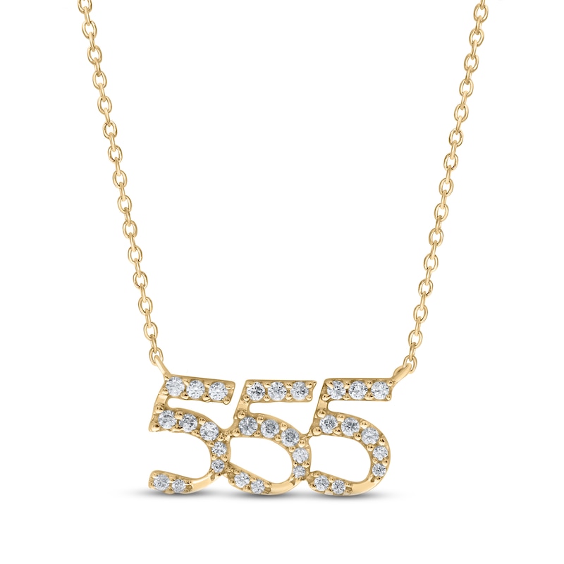 Main Image 1 of Diamond Angel Number 555 Necklace 1/5 ct tw Round-cut 10K Yellow Gold 18&quot;