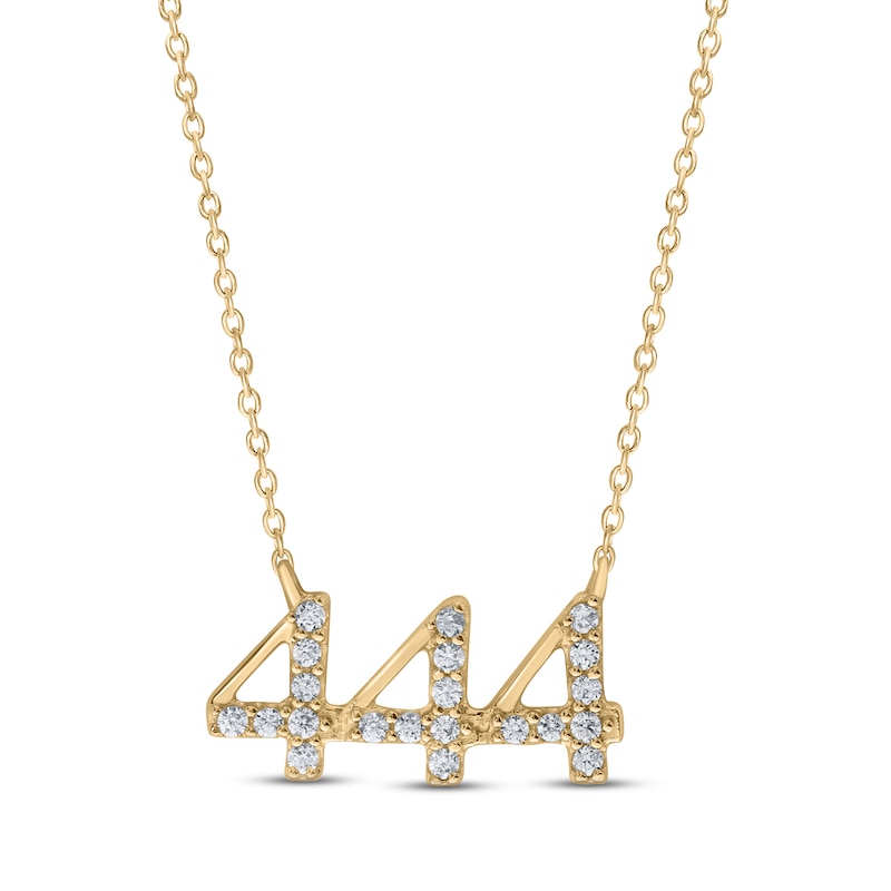 Main Image 1 of Diamond Angel Number 444 Necklace 1/6 ct tw Round-cut 10K Yellow Gold 18&quot;