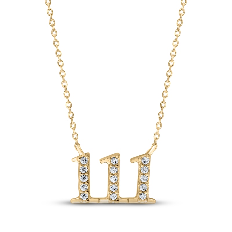 Main Image 1 of Diamond Angel Number 111 Necklace 1/10 ct tw Round-cut 10K Yellow Gold 18&quot;
