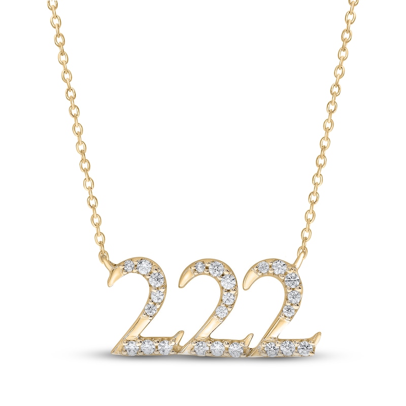 Main Image 1 of Diamond Angel Number 222 Necklace 1/6 ct tw Round-cut 10K Yellow Gold 18&quot;