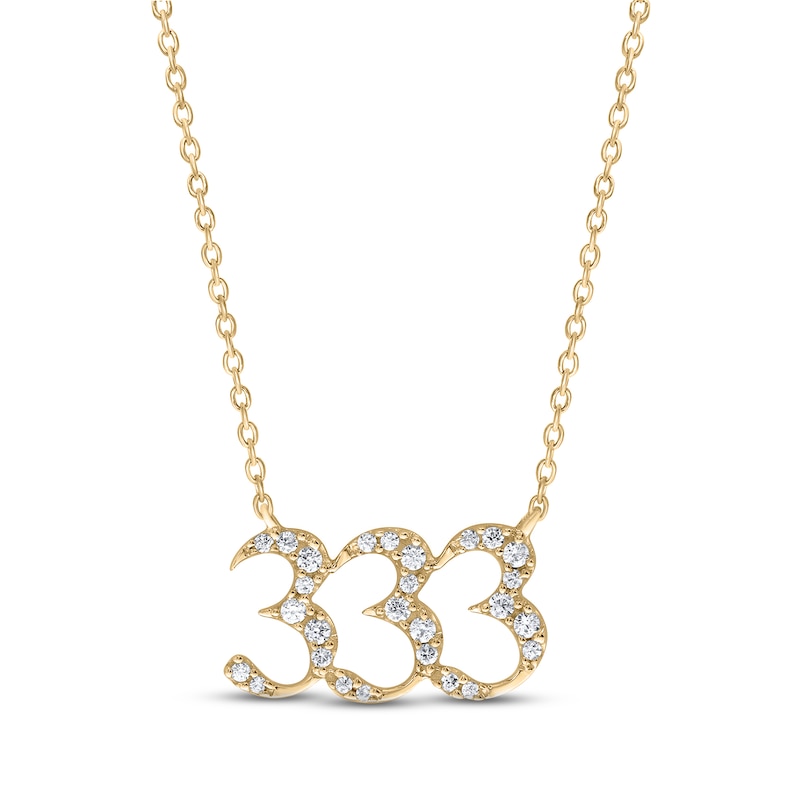 Main Image 1 of Diamond Angel Number 333 Necklace 1/6 ct tw Round-cut 10K Yellow Gold 18&quot;