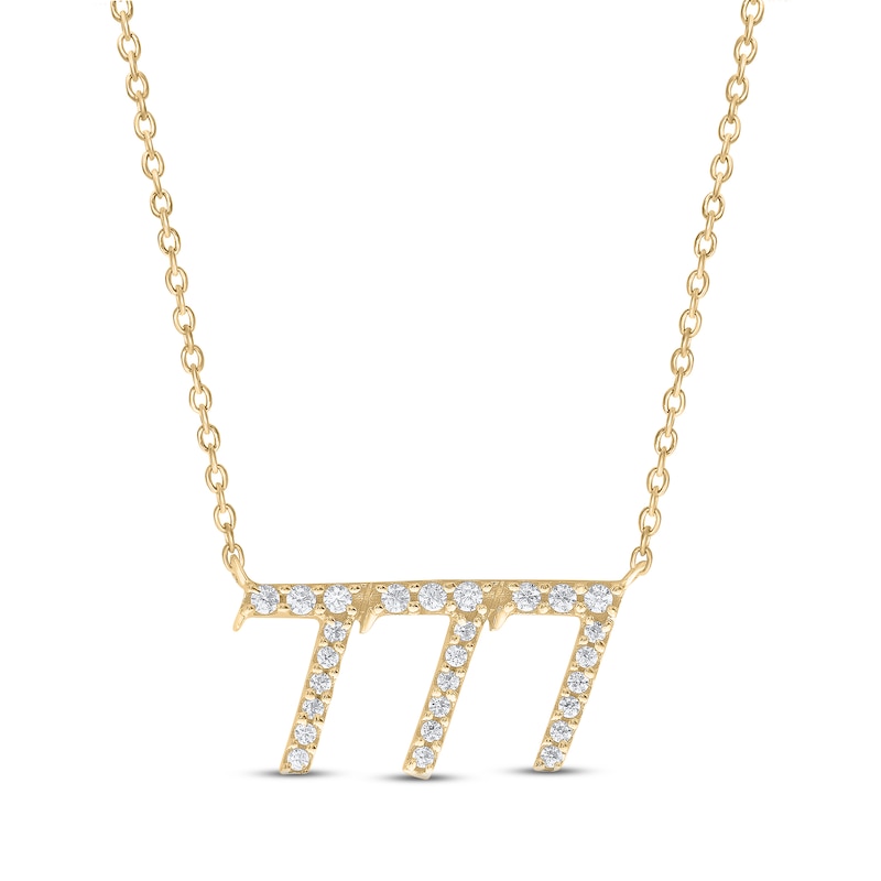 Main Image 1 of Diamond Angel Number 777 Necklace 1/6 ct tw Round-cut 10K Yellow Gold 18&quot;