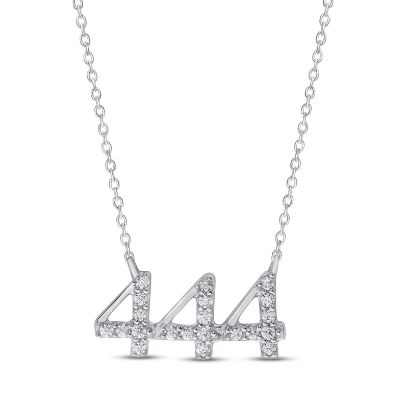 Main Image 1 of Diamond Angel Number 444 Necklace 1/6 ct tw Round-cut Sterling Silver 18&quot;