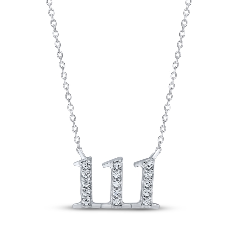 Main Image 1 of Diamond Angel Number 111 Necklace 1/10 ct tw Round-cut Sterling Silver 18&quot;