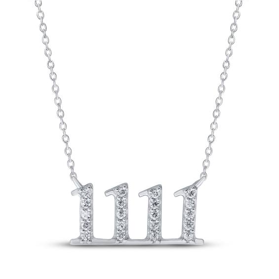 Diamond Angel Number 1111 Necklace 1/10 ct tw Round-cut Sterling Silver 18 | Kay