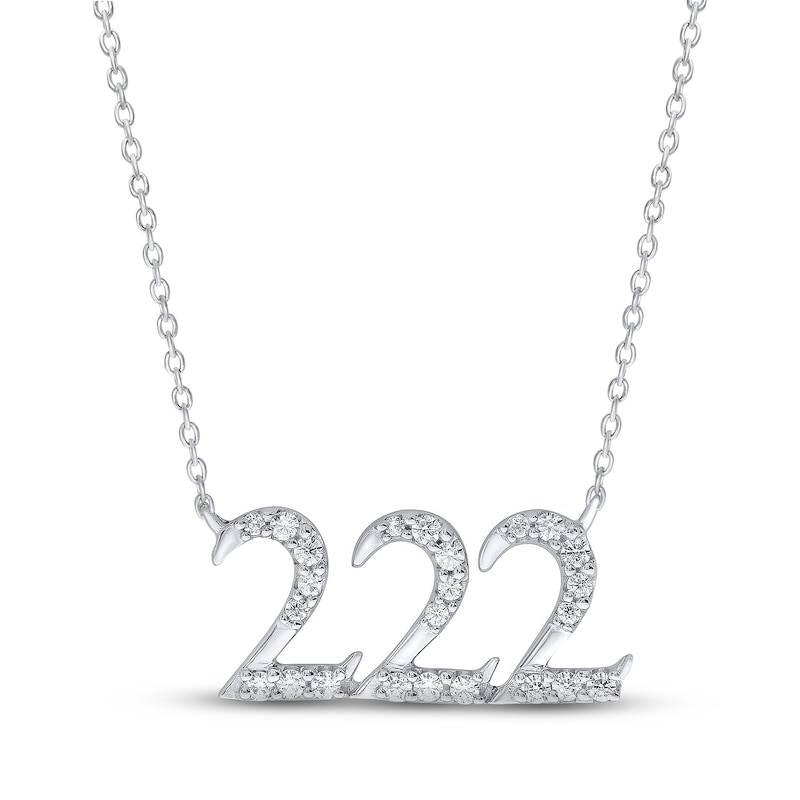Diamond Angel Number 222 Necklace 1/6 ct tw Round-cut Sterling Silver 18"