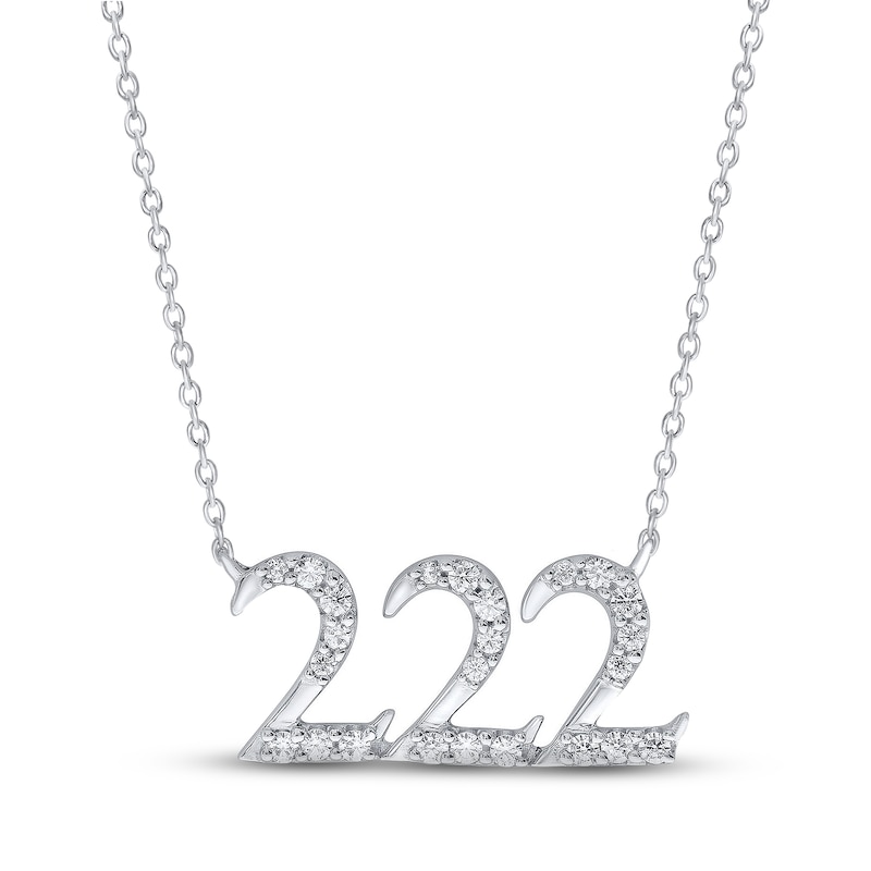 Main Image 1 of Diamond Angel Number 222 Necklace 1/6 ct tw Round-cut Sterling Silver 18&quot;