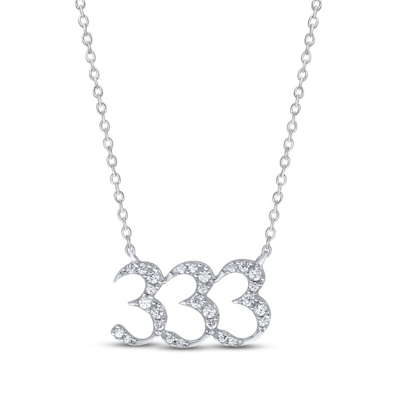 Diamond Angel Number 333 Necklace 1/6 ct tw Round-cut Sterling Silver 18"