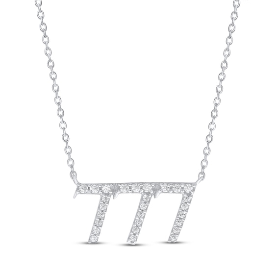 Diamond Angel Number 777 Necklace 1/6 ct tw Round-cut Sterling Silver 18"