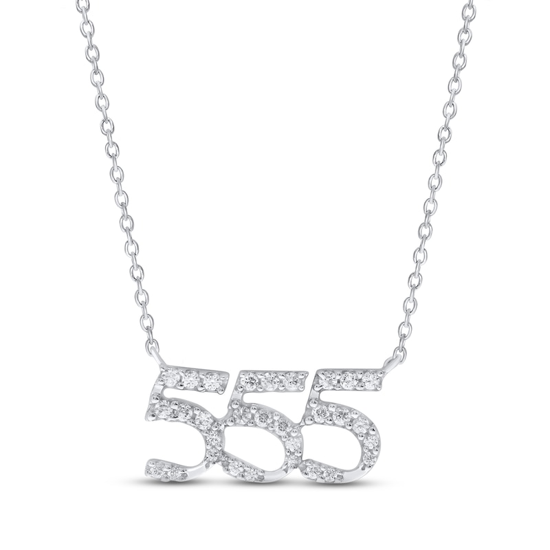 Main Image 1 of Diamond Angel Number 555 Necklace 1/5 ct tw Round-cut Sterling Silver 18&quot;