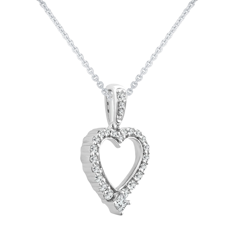 Main Image 2 of Diamond Heart Necklace 1/5 ct tw Princess & Round-cut Sterling Silver 18&quot;