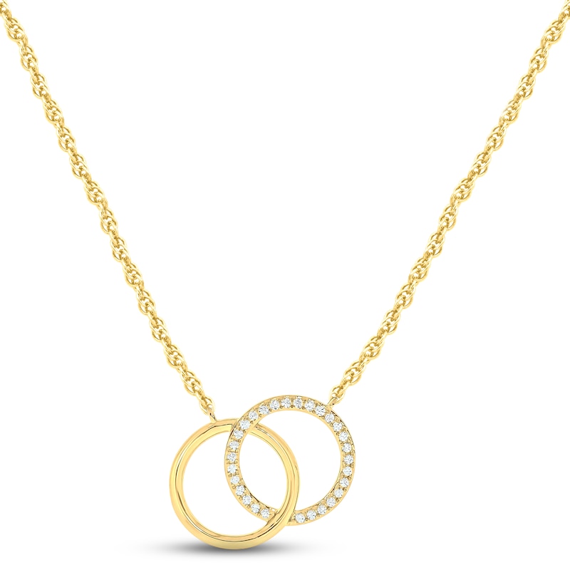 Main Image 1 of Diamond Circle Necklace 1/10 ct tw Round-cut 10K Yellow Gold 18&quot;