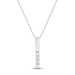 Diamond Vertical Bar Necklace 1/20 ct tw Round-cut 10K White Gold 18"