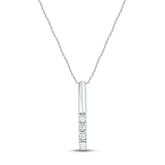 Diamond Vertical Bar Necklace 1/20 ct tw Roundcut 10K White Gold 18" Kay