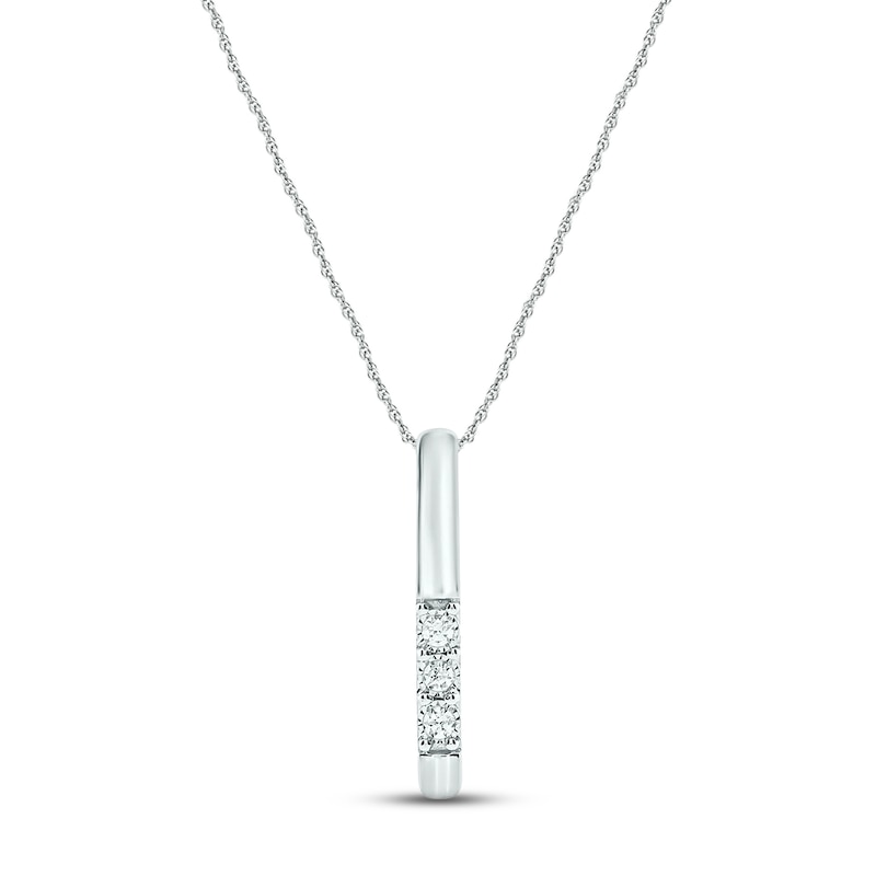Main Image 1 of Diamond Vertical Bar Necklace 1/20 ct tw Round-cut 10K White Gold 18&quot;