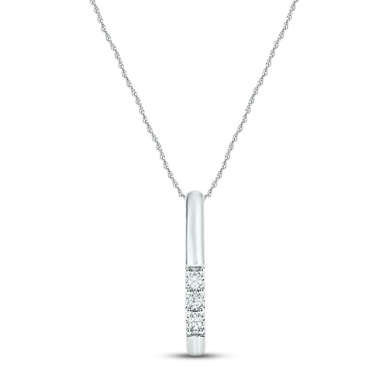 Diamond Vertical Bar Necklace 1/20 ct tw Round-cut 10K White Gold 18"