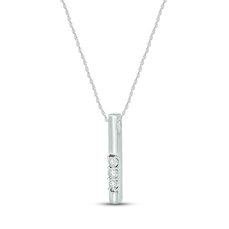 Main Image 2 of Diamond Vertical Bar Necklace 1/20 ct tw Round-cut 10K White Gold 18&quot;