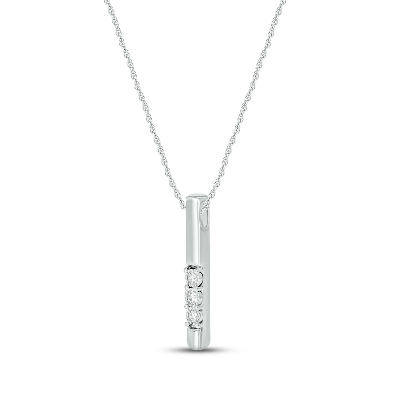 Diamond Vertical Bar Necklace 1/20 ct tw Round-cut 10K White Gold 18"