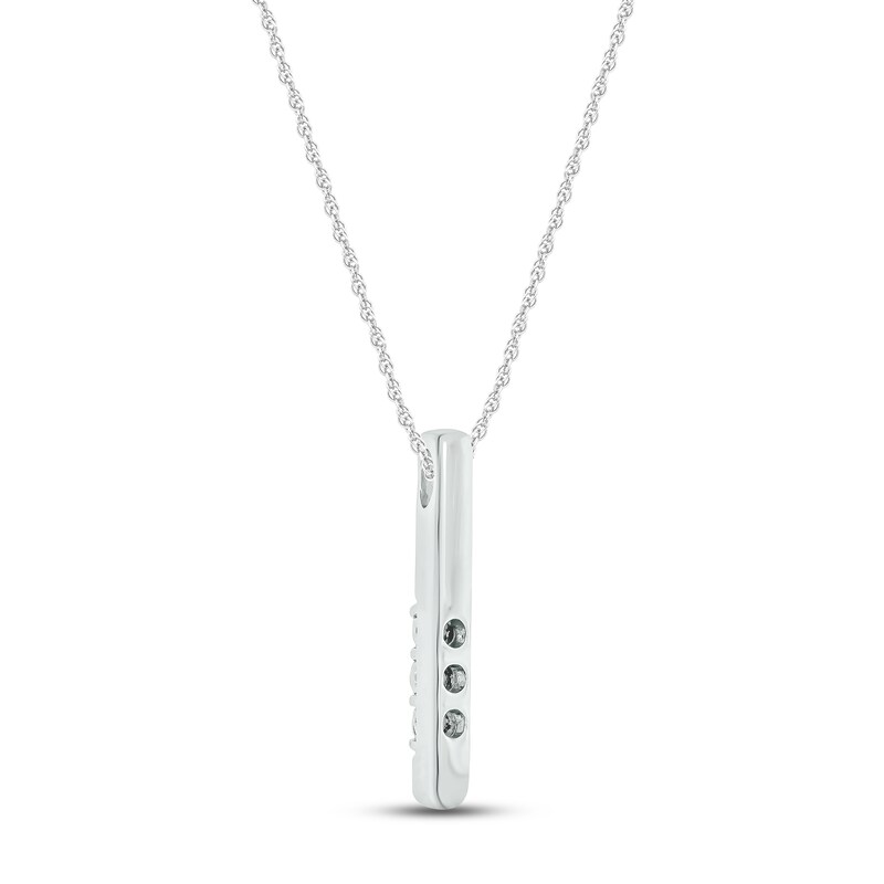 Main Image 3 of Diamond Vertical Bar Necklace 1/20 ct tw Round-cut 10K White Gold 18&quot;