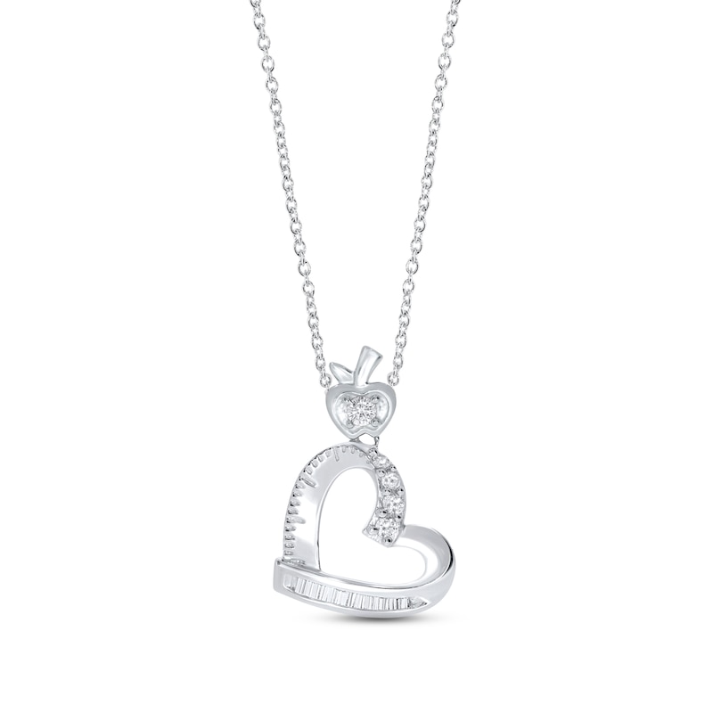 Main Image 1 of Diamond Teacher Necklace 1/6 ct tw Round & Baguette-cut Sterling Silver 18&quot;