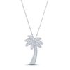 Thumbnail Image 1 of Diamond Palm Tree Necklace 1/10 ct tw Round-cut 10K White Gold 18&quot;