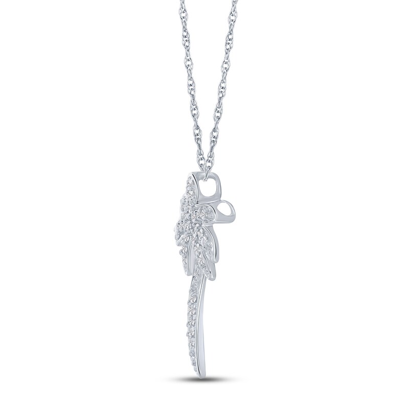 Main Image 2 of Diamond Palm Tree Necklace 1/10 ct tw Round-cut 10K White Gold 18&quot;