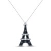 Thumbnail Image 1 of Black & White Diamond Eiffel Tower Necklace 1/10 ct tw Round-cut Sterling Silver 18&quot;