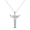 Thumbnail Image 0 of Diamond Caduceus Necklace 1/6 ct tw Round-cut Sterling Silver 18"